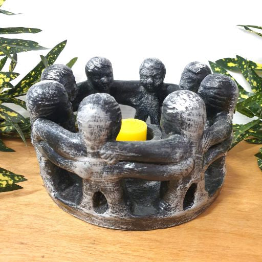 Circle of 8 Friends Candle Holder-Black Wash