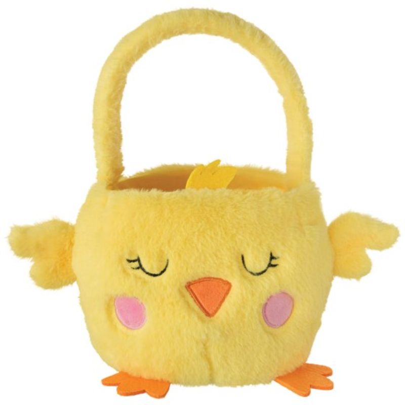 Cute plush Easter Chick basket, 15cm x 17cm, holds 2.2kg, perfect for collecting eggs and festive decorations.