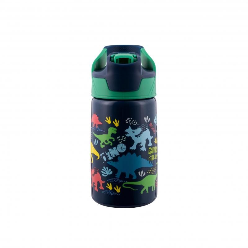 Vibrant Avanti YumYum insulated bottle featuring a fun Dinosaur Parade design, ideal for keeping drinks hot or cold.