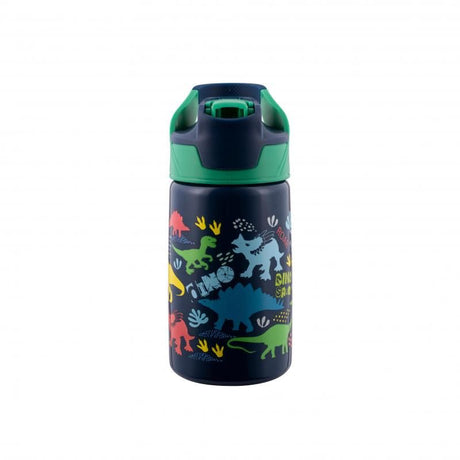 Vibrant Avanti YumYum insulated bottle featuring a fun Dinosaur Parade design, ideal for keeping drinks hot or cold.