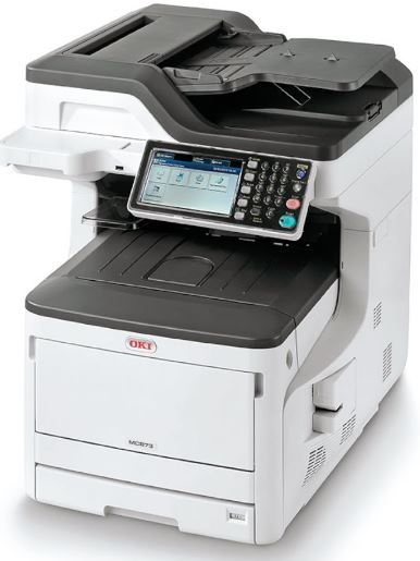 OKI MC853dn A3 Colour LED MFC Printer with 23ppm speed, 4-in-1 functionality, and user-friendly touchscreen display.