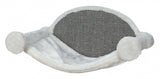 Wall-mounted cat hammock with plush cover and sisal scratching surface in white and grey, perfect for cozy lounging.