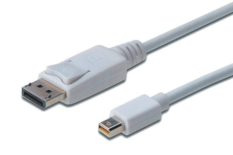 Digitus 2m Mini DisplayPort to DisplayPort cable for 4K audio/video, featuring gold connectors for optimal signal transfer.