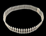 Mini white picket fence, 94cm circumference, 5cm high, perfect for gardens and events, adds elegance and defines spaces.