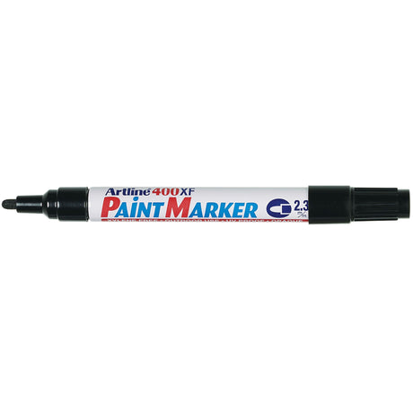 Artline 400 Paint Marker set of 12, 2.3mm bullet nib, black ink, ideal for permanent marking on various surfaces.