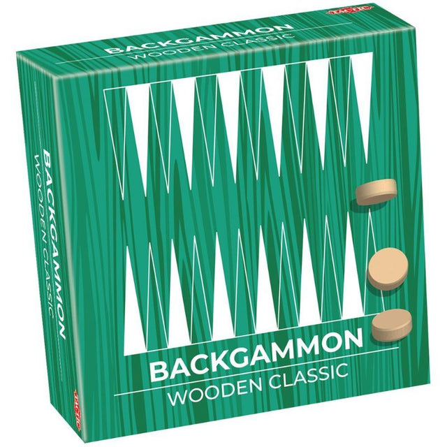 Wooden Classic Backgammon travel set, elegantly crafted for two players, compact for easy packing and timeless gameplay.