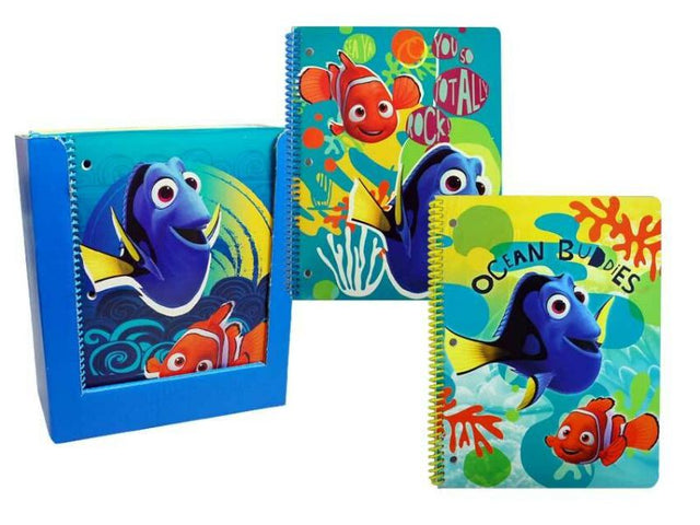 Subject notebooks featuring Finding Dory characters, 100 lined pages each, great for school and creative writing.