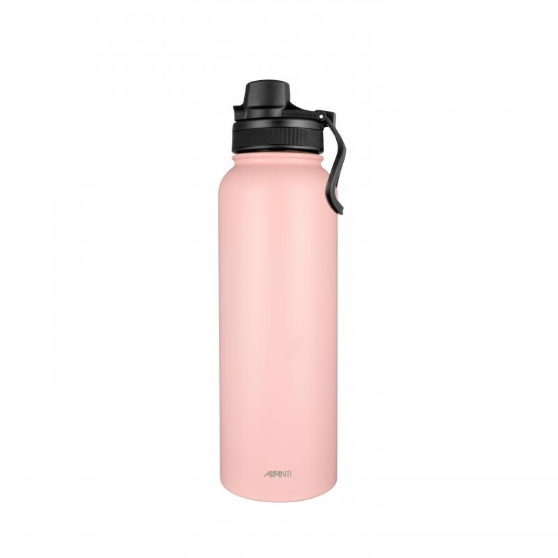 Vibrant pink 1.1L stainless steel water bottle with double wall insulation, perfect for on-the-go hydration and style.