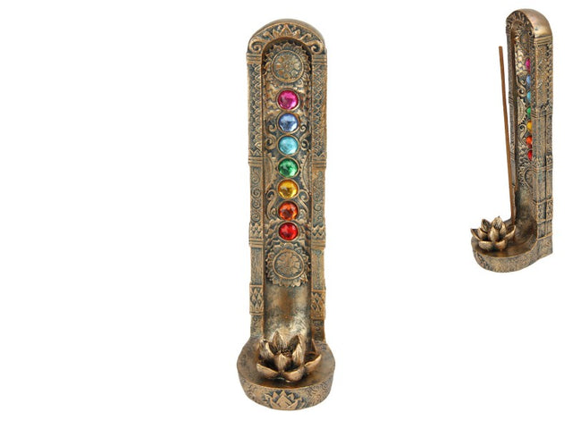 Elegant bronze chakra incense holders, 23cm each, perfect for meditation and creating a tranquil environment. Set of 2.