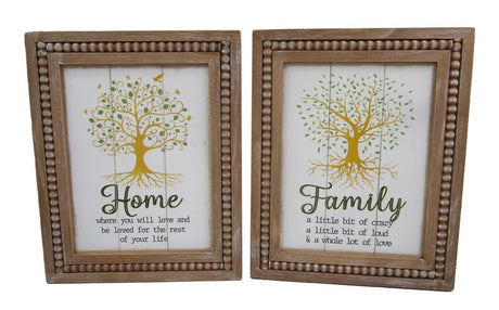 Set of 2 assorted 40 x 30cm decorative plaques, featuring unique family-themed designs for home decor.