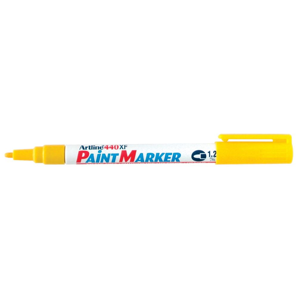 Artline 440 yellow paint markers, 1.2mm bullet nib, perfect for vibrant, permanent indoor and outdoor projects, set of 12.