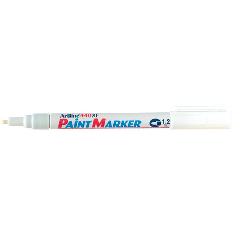 Artline 440 Permanent White Paint Markers, 1.2mm nib, 12-pack for vibrant, durable marking on all surfaces.