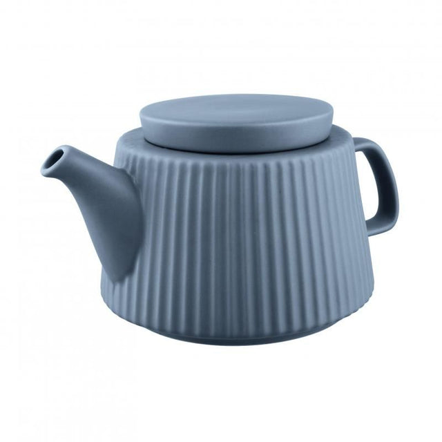 Elegant blue Avanti Siena Teapot 950ml, featuring an ergonomic handle and fine mesh infuser for a refined tea experience.