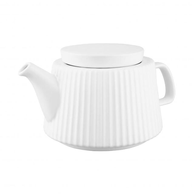 Elegant white Avanti Siena Teapot, 950ml capacity, crafted from porcelain, perfect for stylish tea service and heat retention.