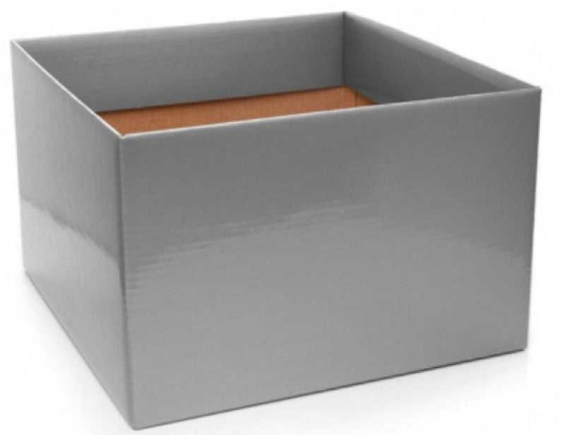Large silver posy boxes pack of 10, measuring 22x14cmH, ideal for elegant floral arrangements and gift presentations.