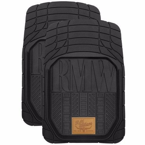 Black RMW Rubber Front Mats Set of 2 with deep dish design, non-slip backing, and easy custom fitting for vehicle protection.