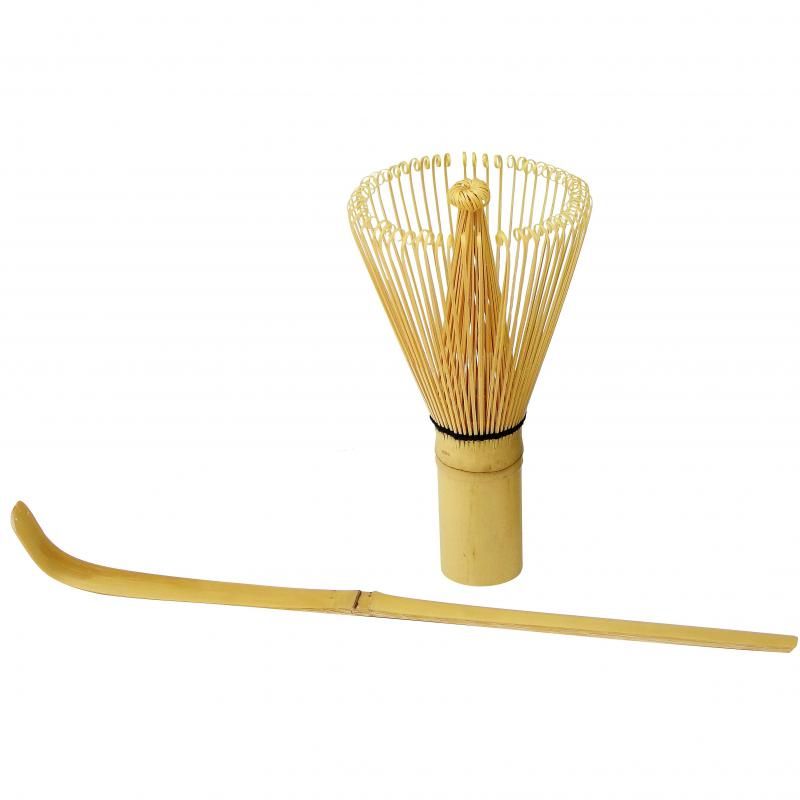 Avanti Matcha Wisk and Scoop Set featuring a bamboo whisk and scoop for authentic matcha preparation at home.