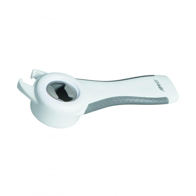 Avanti 5-In-1 Bottle Opener with ergonomic design and silicone grip for easy can and bottle opening, dishwasher safe.