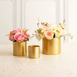 Elegant round brass pot in gold, measuring 13x13cmH, perfect for succulents or flowers, enhancing any decor style.