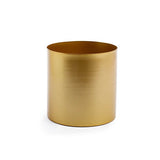 Round brass pot in gold finish, 13x13cm, ideal for succulents and herbs, enhancing indoor and outdoor decor.