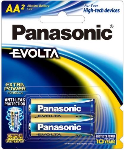 Panasonic Evolta AA Alkaline Battery 2-pack for long-lasting energy in various devices, enhancing performance and efficiency.