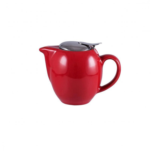 Elegant red Avanti Camelia Teapot 350ml, crafted from ceramic, perfect for stylish tea servings and gatherings.