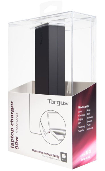 Targus 90W Universal Notebook Power Supply Adapter, lightweight and versatile for charging multiple laptops on the go.