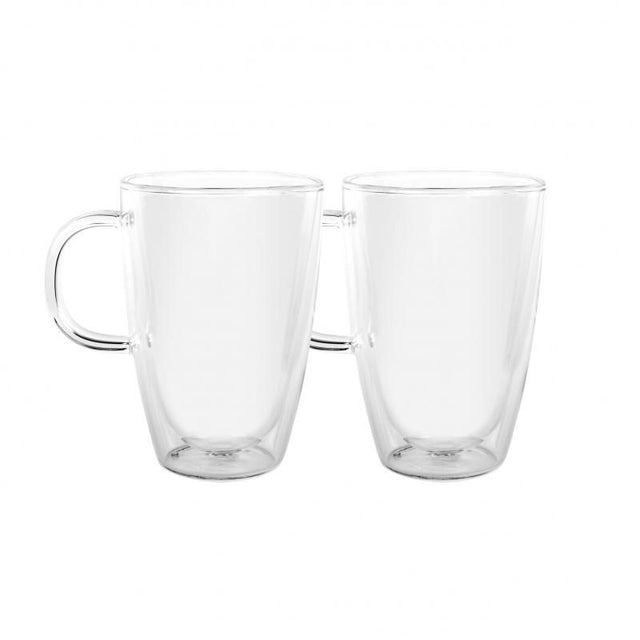 Avanti Caffee Manico Double Wall Glass Set of 2, 400ml, features thermal efficiency and elegant borosilicate design.