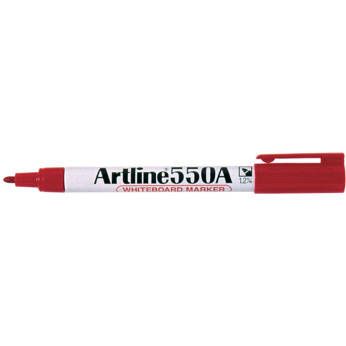 Artline 550A Red Whiteboard Markers - 12 pack with 1.2mm bullet nib for bold, low-odour, eco-friendly writing.