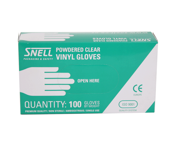 Clear vinyl disposable gloves (large) in a pack of 100, designed for comfort, durability, and versatile hand protection.