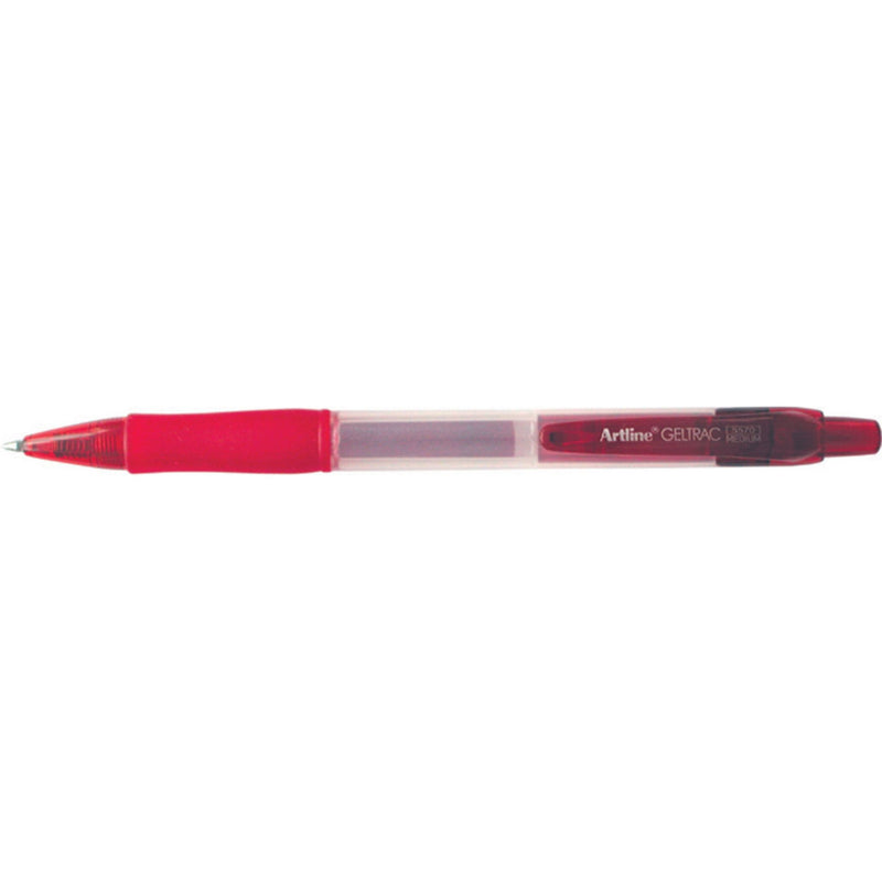 Artline 5570 Geltrac Gel Pen Retractable Medium Red -12 units
