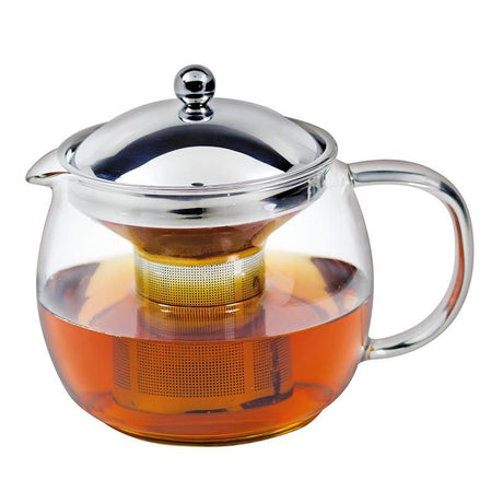 Avanti Ceylon Glass Teapot with Infuser, 1.25L, elegant borosilicate glass design for up to 6 cups of tea.