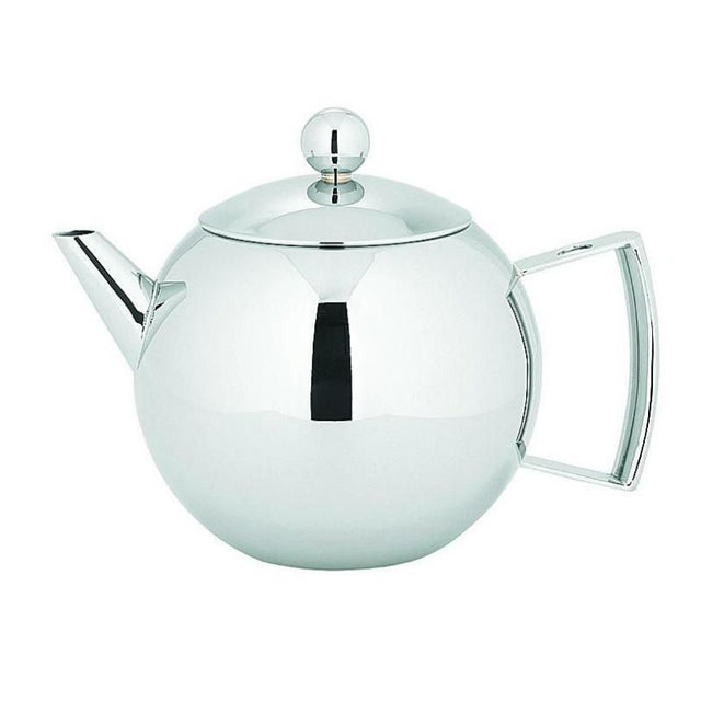 Elegant 1.25L Avanti Mondo Tea Pot in polished stainless steel with removable infuser, ideal for tea gatherings.