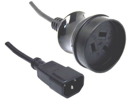 10A/250V power cord, 0.5m length, SAA approved, connects IEC (M) to 3 Pin (F) for safe device power supply.