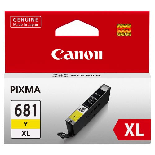 Canon CLI681XLY Yellow High Yield Ink cartridge for vibrant color prints, compatible with select Canon Pixma models.