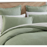 Elegant eucalyptus quilt set with skewed chevron pattern, perfect for queen beds; includes quilt cover and pillowcases.