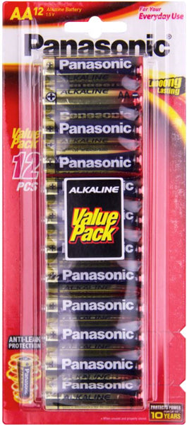 Panasonic AA Alkaline Batteries 12 Pack: Reliable power source for various devices, offering long-lasting performance and enhanced energy.