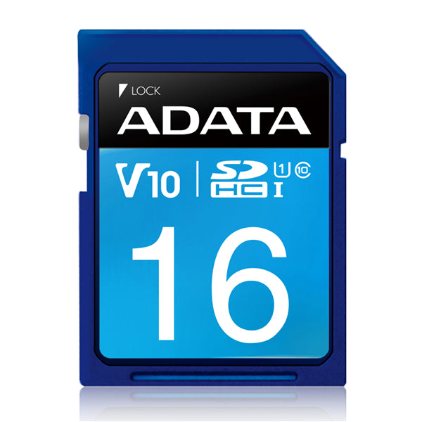 ADATA Premier UHS-I SDHC Card 16GB with 100MB/s read speed, ideal for capturing high-resolution images and Full HD videos.