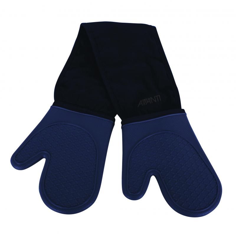 Avanti silicone double oven glove in charcoal, featuring heat resistance and a soft quilted cotton lining for comfort.