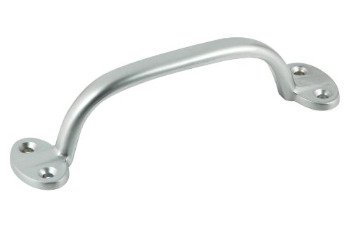 Satin chrome-plated grip handle, 165mm, durable zinc with easy-install design, perfect for doors and cabinets.