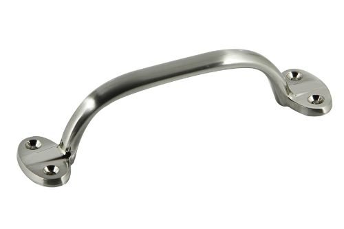 Satin nickel plated grip handle, 165mm long, zinc material, modern design for doors and cabinets, easy installation.