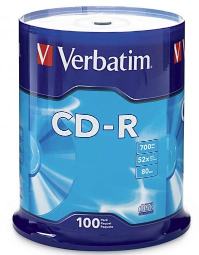 Verbatim CD-R 700MB 52x discs on a spindle, ideal for quick audio, data backups, and archiving digital memories.