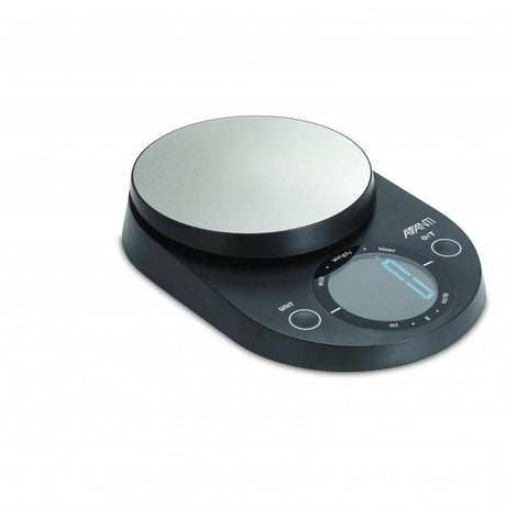 AvantiLargeDisplayKitchenScale in black, lightweight and precise, max 5kg capacity, easy-to-read digital display for accurate measurements.