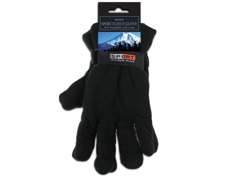 Men's black polar fleece gloves in bulk, 12 pairs, offering warmth, comfort, and style for cold weather activities.