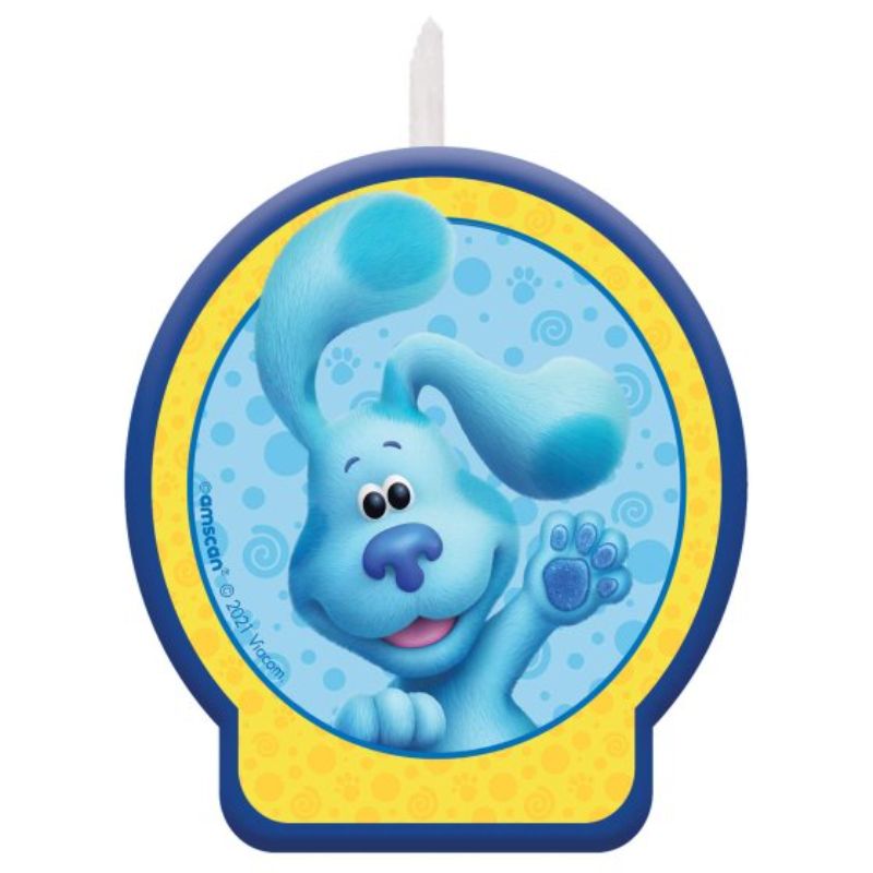 Brightly colored Blue's Clues Candle, 6cm, featuring whimsical designs and calming fragrance, perfect for home décor and gifting.