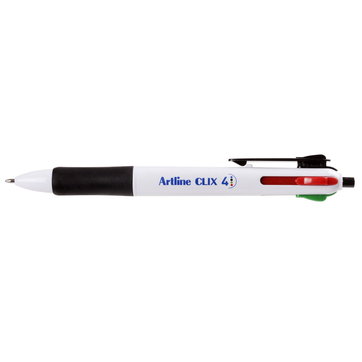 Artline Clix 4 Multi-Colour Ballpoint Pen pack showcasing black, red, blue, and green pens for vibrant writing and creativity.