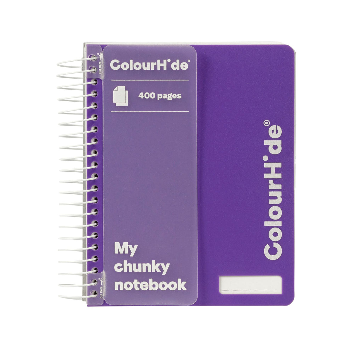 Colourhide My Chunky Notebook in purple with 400 lined pages, pen holder, and 2-year calendar for creative organization.