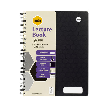 Marbig Lecture Book with PP cover, 250 pages for organized note-taking in academic and professional settings.