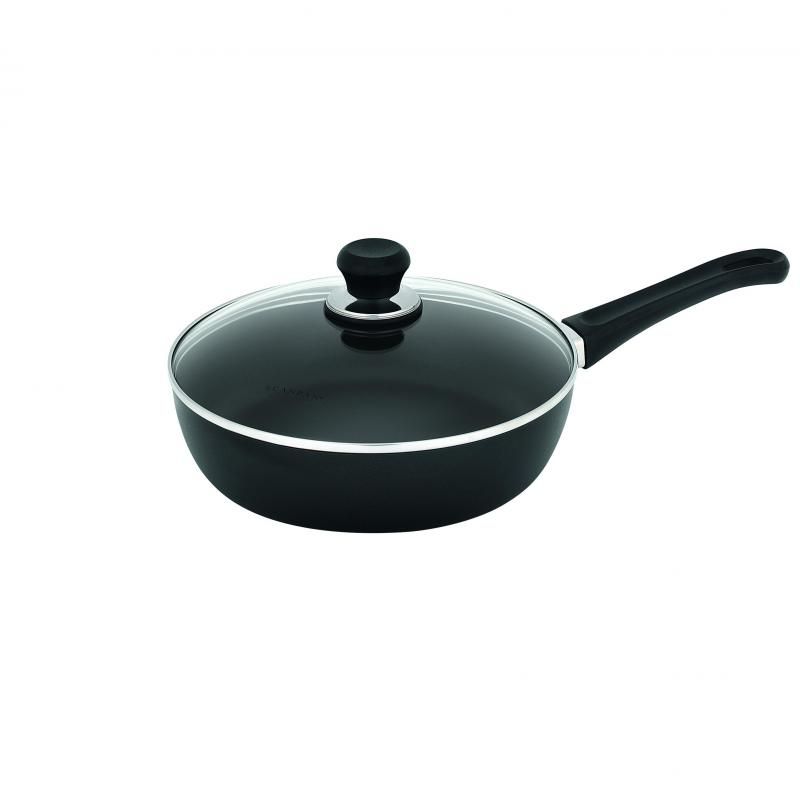 Scanpan Classic Sauté Pan with Lid, 28cm/3L, featuring durable non-stick surface, ergonomic handle, and made from recycled aluminum.