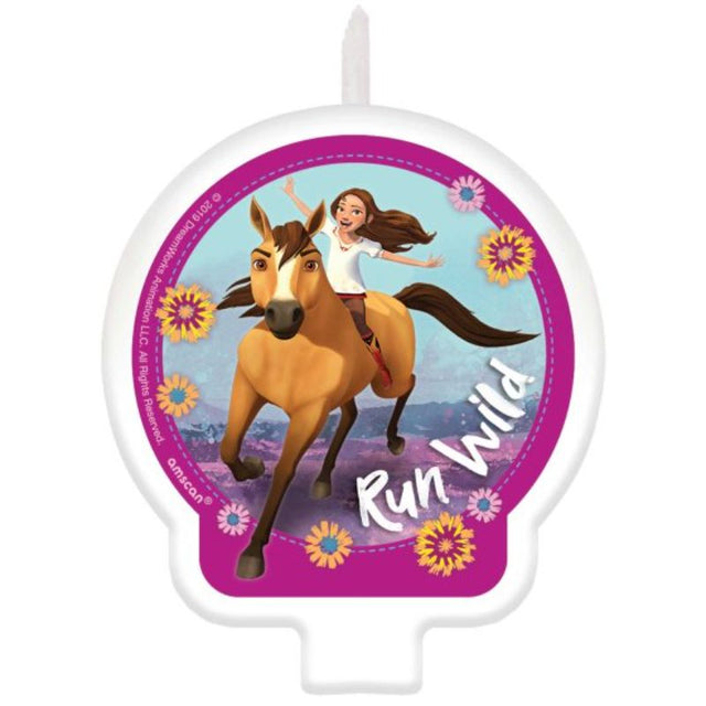 Small decorative candle featuring Spirit Riding Free design, perfect for horse lovers and illumination with a gentle fragrance.